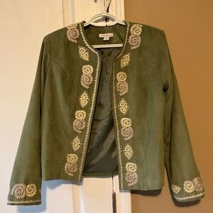 Dress Barn Olive Embroidered Blazer